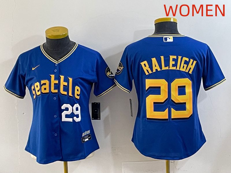 Women 2025 Seattle Mariners 29 Raleigh Blue City Edition Nike MLB Jersey style 3